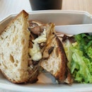 Grilled Mushroom with Cheese on Sourdough Sandwich
