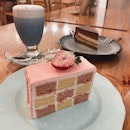 Strawberry Vanilla Checkerboard  cake with Dark Secret Cake 🍓
