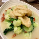 Poached White Cabbage With Fish Tofu In Superior Broth ($16.80++)