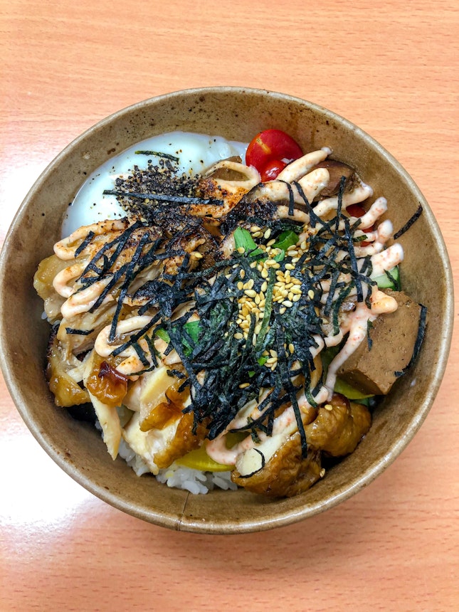 Grilled Teriyaki Chicken Rice Bowl with Honey Glazed Tofu ($7.90)