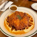 Waffles with fried chicken