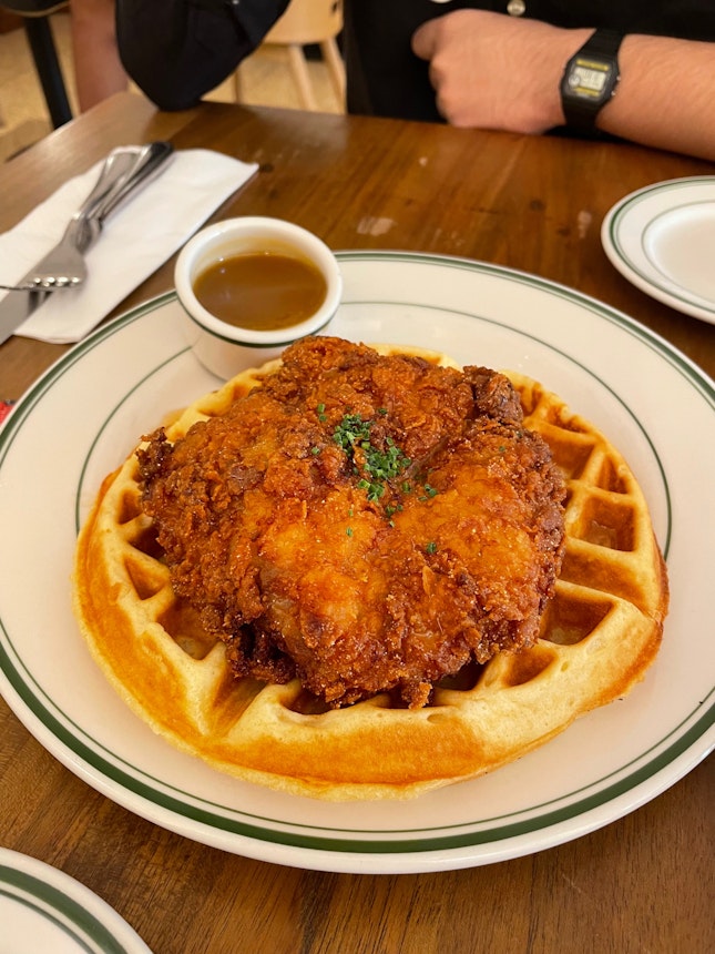 Waffles with fried chicken
