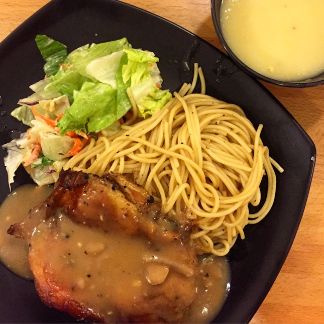 BBQ Grilled Chicken With Lemony Spaghetti