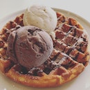 Nothing completes the day other than two scoops of ice cream and a waffle.