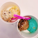 After dinner dessert last night: chocolate truffle, chocolate latte, pistachio and rocky road from #baskinrobbins!