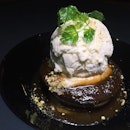 Medjool Date Pudding with Vanilla Bean Ice Cream from Oak Room Restaurant and Bar, hidden within Hotel Royal at Novena.