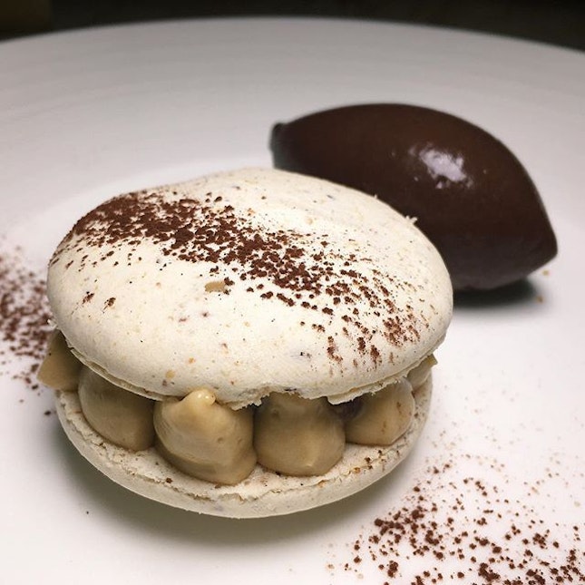 Macaron, black Colombian coffee jelly, speculoos cream and cocoa sorbet from Audace, the new French dining concept taking over where Cocotte left off at Wanderlust Hotel.