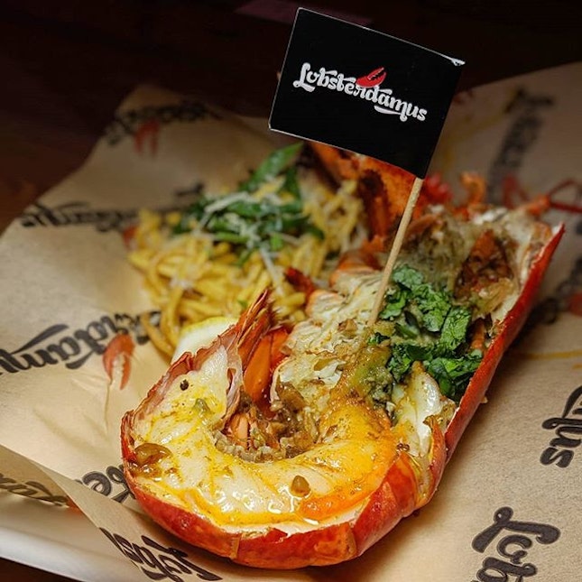 Grilled Lobster with Garlic Noodles from the Lobsterdamus pop-up (@lobsterdamus) at The Great Wine & Dine Festival 2019 happening this weekend at Resorts World Sentosa (@rwsentosa).