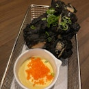 Signature charcoal Karaage - “Charcoal batter” fried spiced chicken with tobiko mayo [$12.80]