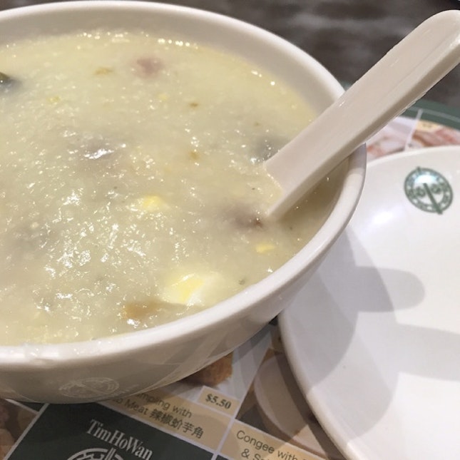 Congee with Pork, Century Egg and Salted Egg