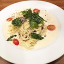 Smoked oyster pasta ($19.80++).