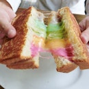 Rainbow grilled cheese toastie ($9) This is amazingly good!