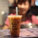 Got my favourite Thai milk tea $2.80 with mango pearls +$0.50 and right as I shot this.