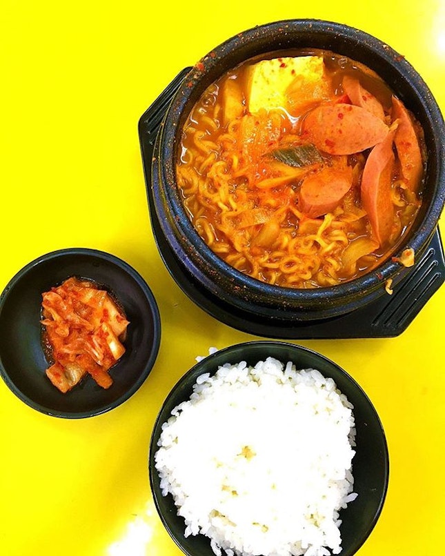 #throwback to budae jjigae or army stew with rice and kimchi at waker chicken!