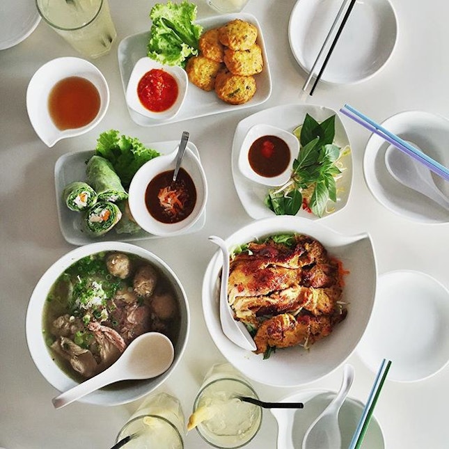 A delectable spread of Vietnamese food at Pho Stop.