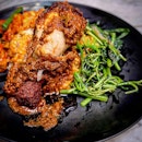 Mouthwatering chicken rendang on my rice.
