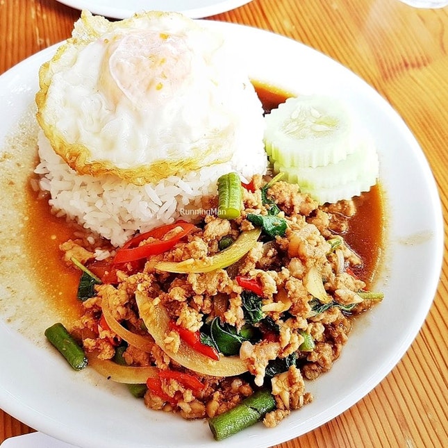 Pad Kra Pao / Basil Pork Rice (SGD $6) @ Nangfa Thai Kitchen.