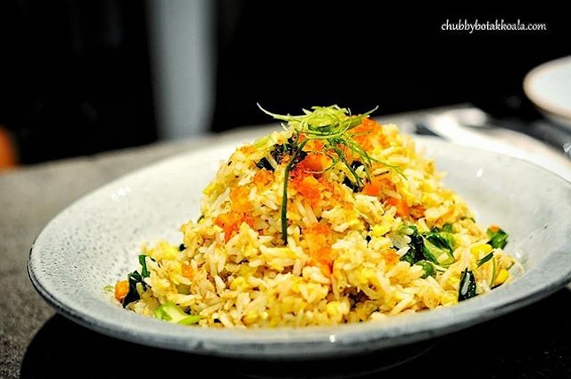Crab Meat Fried Rice, Tobiko ($14).