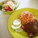 Chicken Chop Spaghetti and Egg Salad.