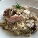  Poached Seabass with Mushroom Risotto ($14)