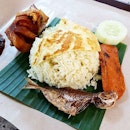 Today's Lunch; Nasi Lemak Set A - Chicken Drumstick, Otak, Fish and Egg for only $3.80!