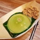 Matcha Raindrop Cake also known as Mizu Shinken Mochi; It will dissolve into water within 30 minutes at room temperature.