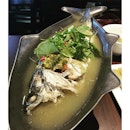 Steamed fish in a spicy lime sauce at @greathai.