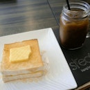 Honey & Butter Thick Toast and Iced Coffee