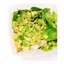 Today's green : baby spinach, corn , cha soba tossed in my own recipe of sweet sour dressing 😊