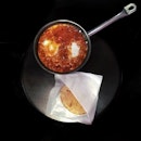 Red Shakshuka - Two poached egg in a ragout spicy tomato ,onions , sweet pepper sauce and served with fresh pita [$13.90]
.