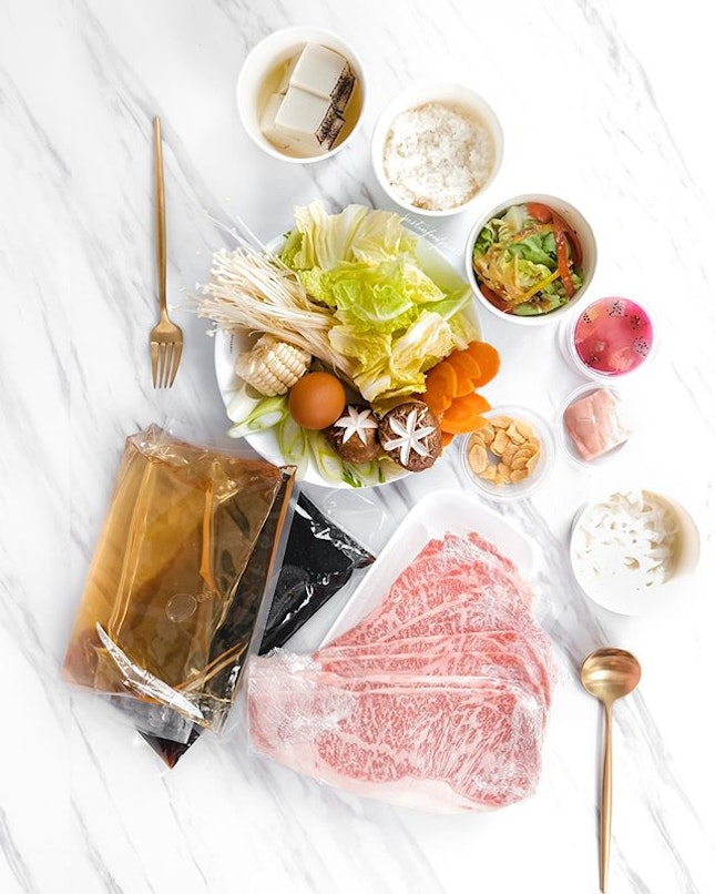 Wagyu Sukiyaki at Home ($158 for two pax, usual price $196 if dine in, free delivery).