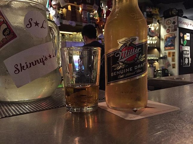 This is the boilermaker; a beer and a shot of whatever they or you want to pair it with.