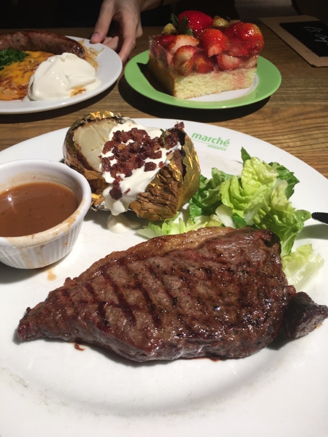 Grilled Sirloin Steak, Baked Potato & Salad