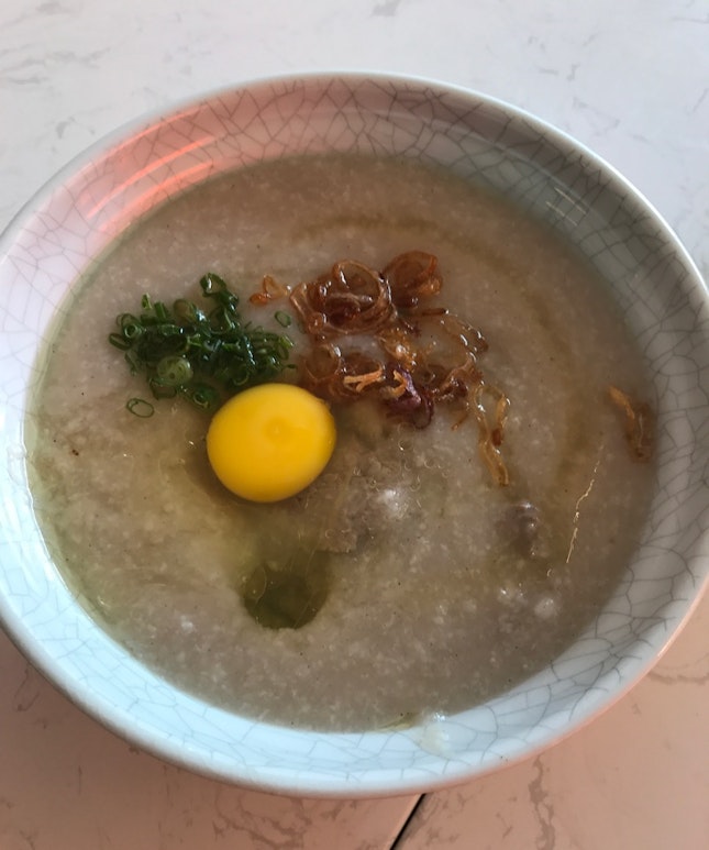 Congee With Beef And Poached Egg