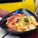 Lobster tagliatelle, the creamy seafood sauce mixed with lots of roe from the lobster, rich and flavourful like that of mentaiko.