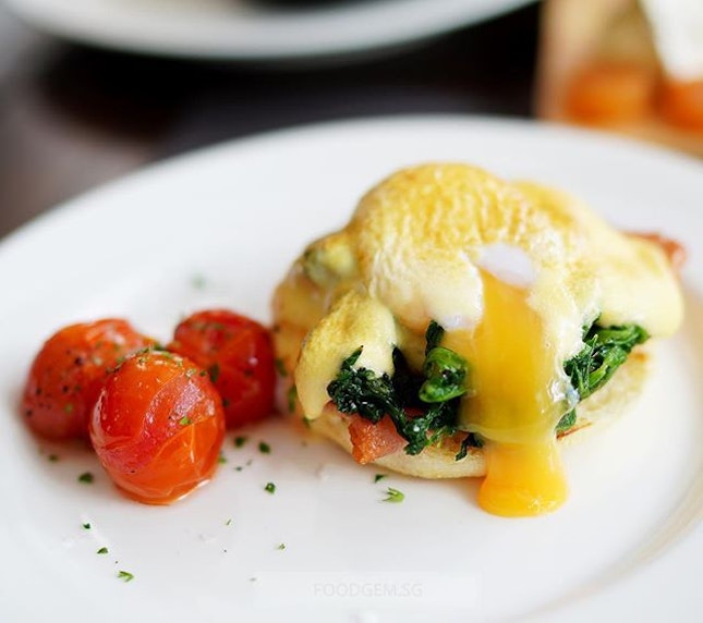 A brunch menu would not be complete without eggs benedict.