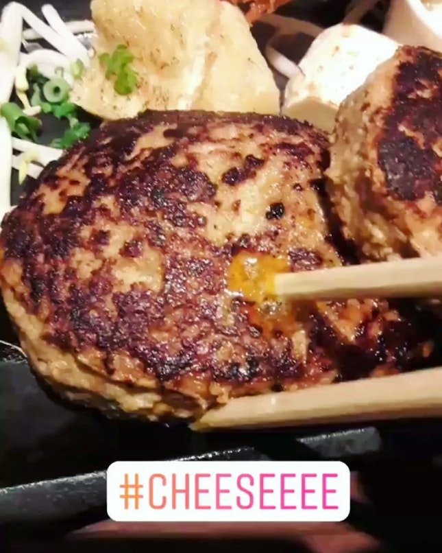 Can't think of a better combination - hamburg steak with oozy cheese 😍😍😍 the tender ground meat simply melts in your mouth and the cheese adds another dimension to the overall taste.