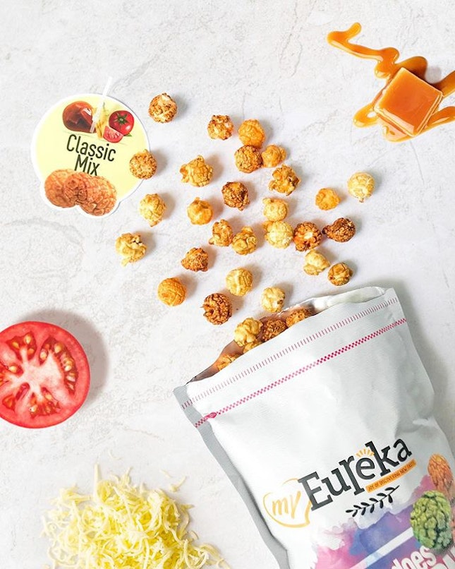 Classic Mix [RM14.90]
・
@Eureka_Snack_Popcorn is legit AWESOME😍 This bag contains 3 flavours - Tomato, Cheese and Caramel.