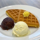 Waffle with Ice Cream and Azuki Red Bean
