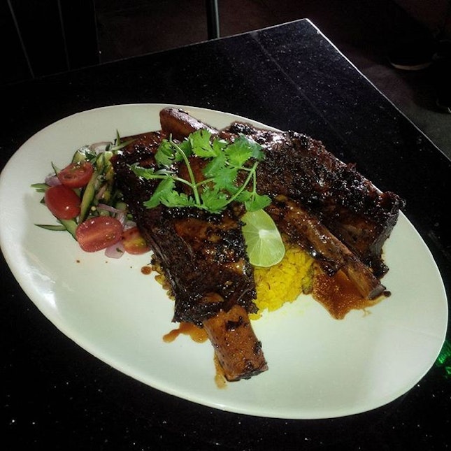 Iga Bakar (SGD$36.00) - Indonesian-style beef ribs glazed in sweet and spicy soy sauce; served with fragrant basmati rice.
