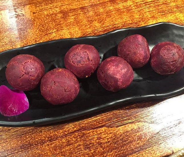 Purple Sweet Potato Cheese Balls (SGD$8.00) - pleasingly sweet and opens up readily for the creamy cheese burst.
