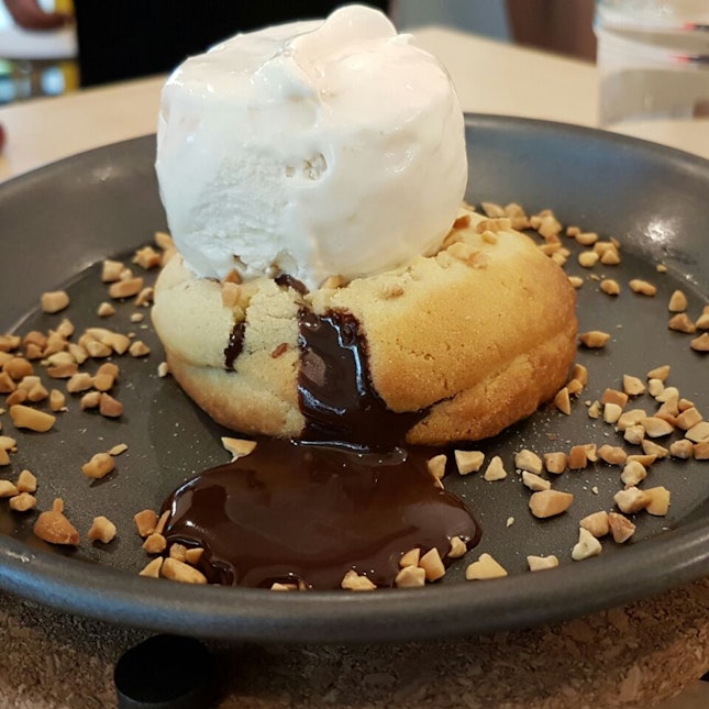 Chocolate Lava Cookie Paired With Milk Cereal Ice Cream