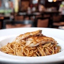 An addictive fusion delight - the Oriental Seabass Pasta ($20) is flavourfully cooked in XO sauce, and topped with the tender seabass.