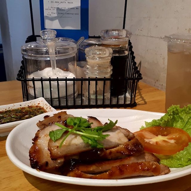 Kor Moo Yang/BBQ Pork Neck $8.80

Tucked away at the far end of Tan Quee Lan Street is @kinmoo_tql, an eatery that whips up traditional authentic Thai food.