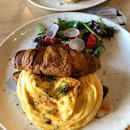 Scrambled Eggs With Croissant & Smoked Salmon ($20)