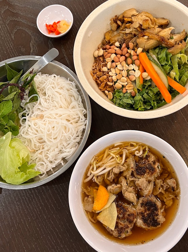 Bun Cha ($13.90), Grilled Chicken Dry Noodle ($12.90)