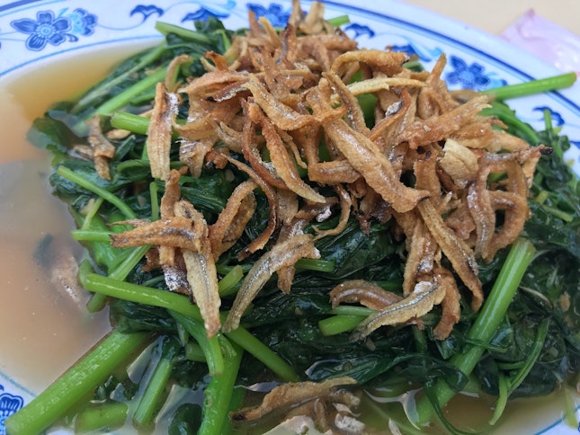 Spinach With Ikan Billis