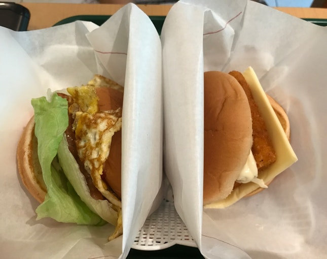 Chicken Ham & Omelet Burger • Fish Burger