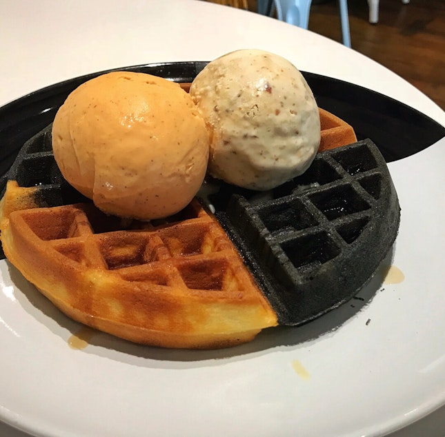 DIY waffles with gelato