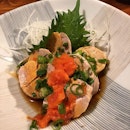 Daily specials, ankimo in ponzu sauce.